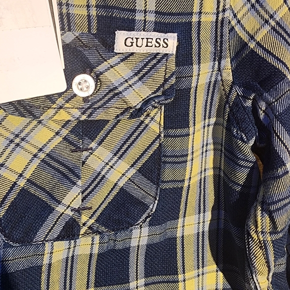 Guess Boys plaid twill long sleeve shirt Size 8 - Picture 6 of 7
